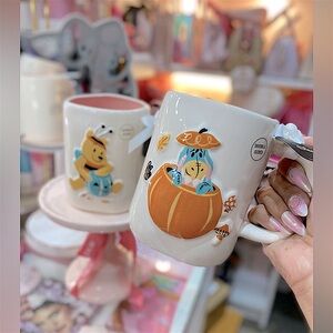 2 New Disney Autumn Winnie the Pooh and Eeyore Rae Dunn Mugs